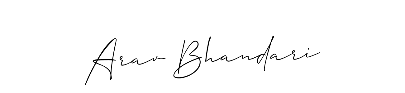 Make a short Arav Bhandari signature style. Manage your documents anywhere anytime using Allison_Script. Create and add eSignatures, submit forms, share and send files easily. Arav Bhandari signature style 2 images and pictures png