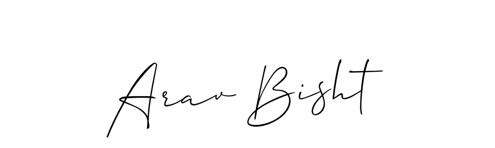 if you are searching for the best signature style for your name Arav Bisht. so please give up your signature search. here we have designed multiple signature styles  using Allison_Script. Arav Bisht signature style 2 images and pictures png