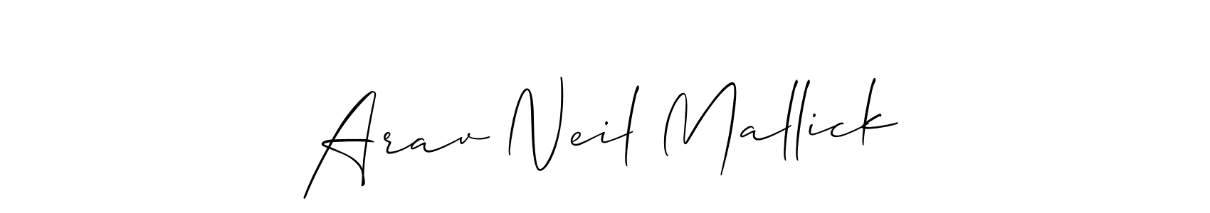 How to make Arav Neil Mallick name signature. Use Allison_Script style for creating short signs online. This is the latest handwritten sign. Arav Neil Mallick signature style 2 images and pictures png