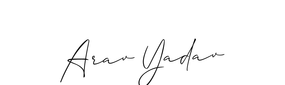 Also we have Arav Yadav name is the best signature style. Create professional handwritten signature collection using Allison_Script autograph style. Arav Yadav signature style 2 images and pictures png
