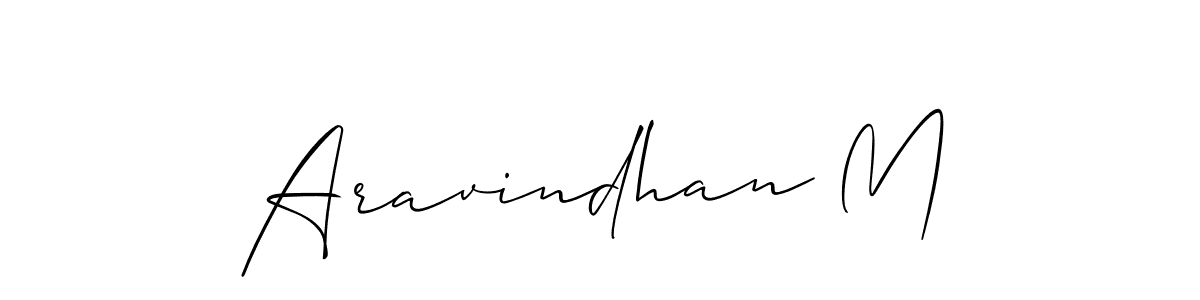 It looks lik you need a new signature style for name Aravindhan M. Design unique handwritten (Allison_Script) signature with our free signature maker in just a few clicks. Aravindhan M signature style 2 images and pictures png