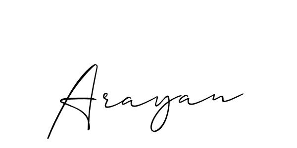 Use a signature maker to create a handwritten signature online. With this signature software, you can design (Allison_Script) your own signature for name Arayan. Arayan signature style 2 images and pictures png