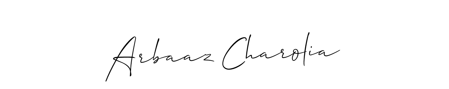 How to make Arbaaz Charolia name signature. Use Allison_Script style for creating short signs online. This is the latest handwritten sign. Arbaaz Charolia signature style 2 images and pictures png