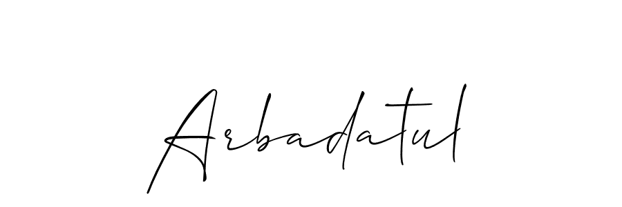 Similarly Allison_Script is the best handwritten signature design. Signature creator online .You can use it as an online autograph creator for name Arbadatul. Arbadatul signature style 2 images and pictures png