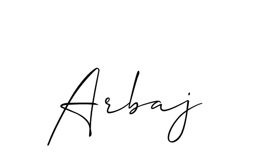 Design your own signature with our free online signature maker. With this signature software, you can create a handwritten (Allison_Script) signature for name Arbaj. Arbaj signature style 2 images and pictures png