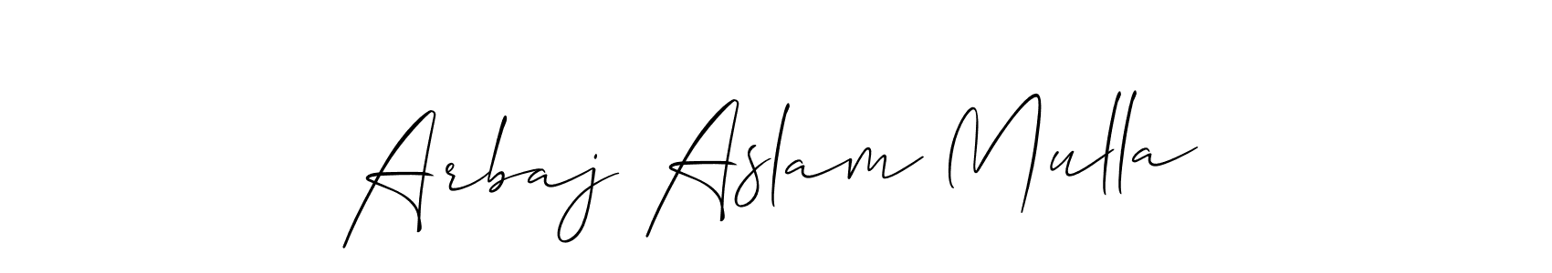 You can use this online signature creator to create a handwritten signature for the name Arbaj Aslam Mulla. This is the best online autograph maker. Arbaj Aslam Mulla signature style 2 images and pictures png