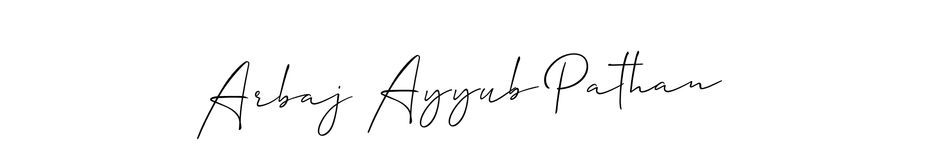 if you are searching for the best signature style for your name Arbaj Ayyub Pathan. so please give up your signature search. here we have designed multiple signature styles  using Allison_Script. Arbaj Ayyub Pathan signature style 2 images and pictures png