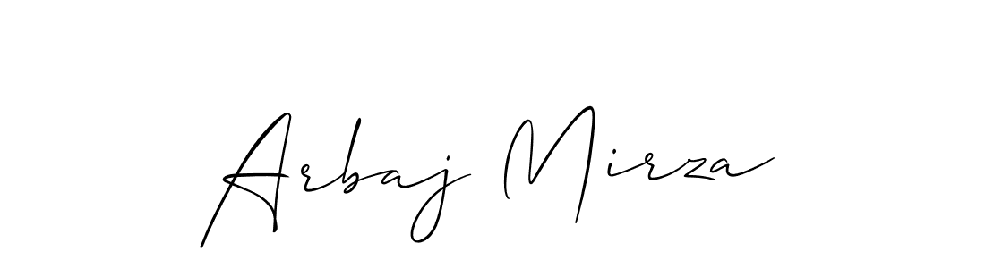 The best way (Allison_Script) to make a short signature is to pick only two or three words in your name. The name Arbaj Mirza include a total of six letters. For converting this name. Arbaj Mirza signature style 2 images and pictures png