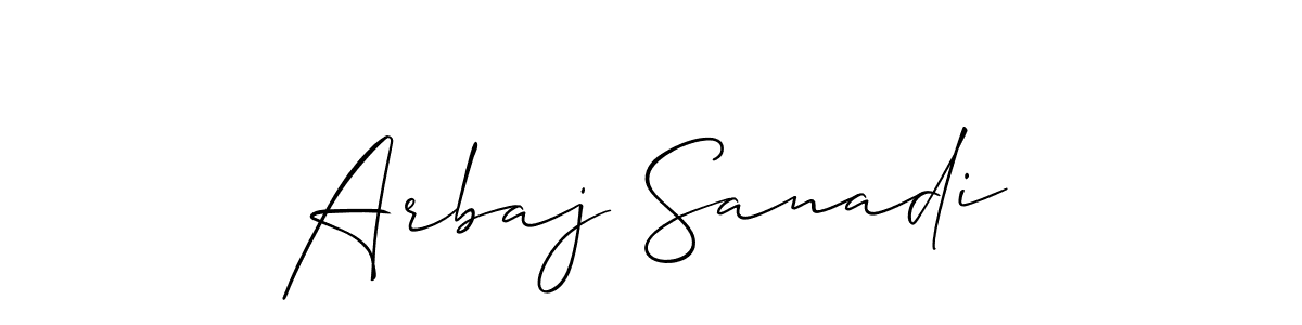 How to make Arbaj Sanadi name signature. Use Allison_Script style for creating short signs online. This is the latest handwritten sign. Arbaj Sanadi signature style 2 images and pictures png