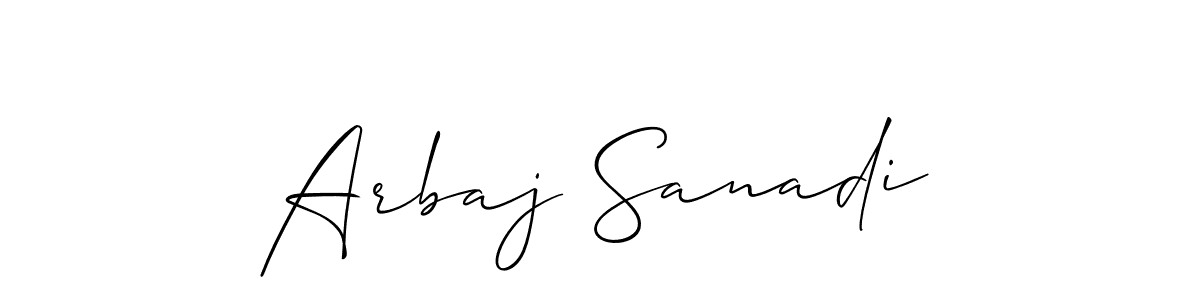 Create a beautiful signature design for name Arbaj Sanadi. With this signature (Allison_Script) fonts, you can make a handwritten signature for free. Arbaj Sanadi signature style 2 images and pictures png