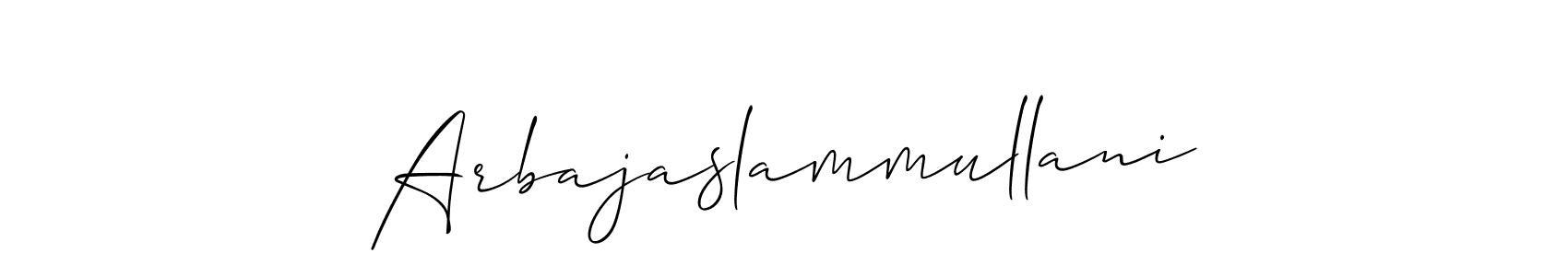 Design your own signature with our free online signature maker. With this signature software, you can create a handwritten (Allison_Script) signature for name Arbajaslammullani. Arbajaslammullani signature style 2 images and pictures png