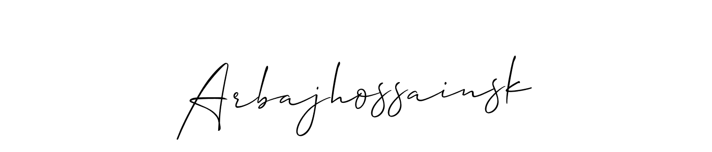 Allison_Script is a professional signature style that is perfect for those who want to add a touch of class to their signature. It is also a great choice for those who want to make their signature more unique. Get Arbajhossainsk name to fancy signature for free. Arbajhossainsk signature style 2 images and pictures png