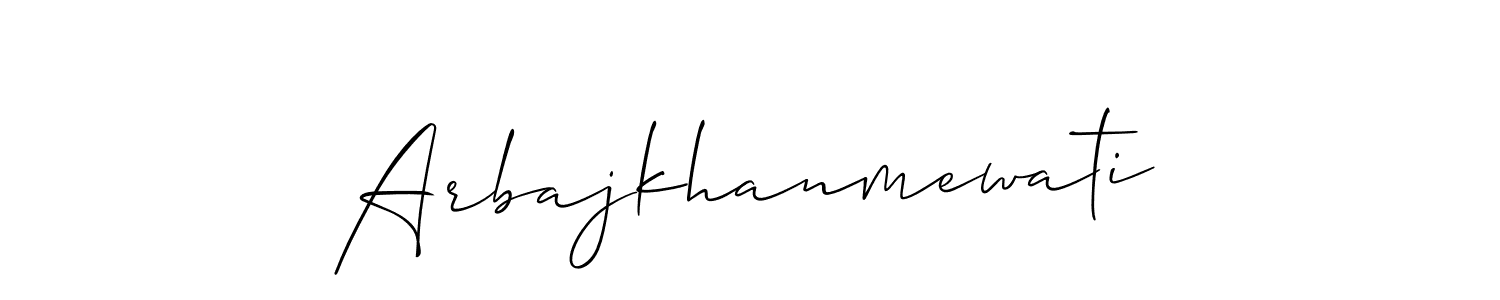 if you are searching for the best signature style for your name Arbajkhanmewati. so please give up your signature search. here we have designed multiple signature styles  using Allison_Script. Arbajkhanmewati signature style 2 images and pictures png