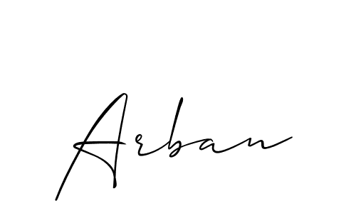 Design your own signature with our free online signature maker. With this signature software, you can create a handwritten (Allison_Script) signature for name Arban. Arban signature style 2 images and pictures png