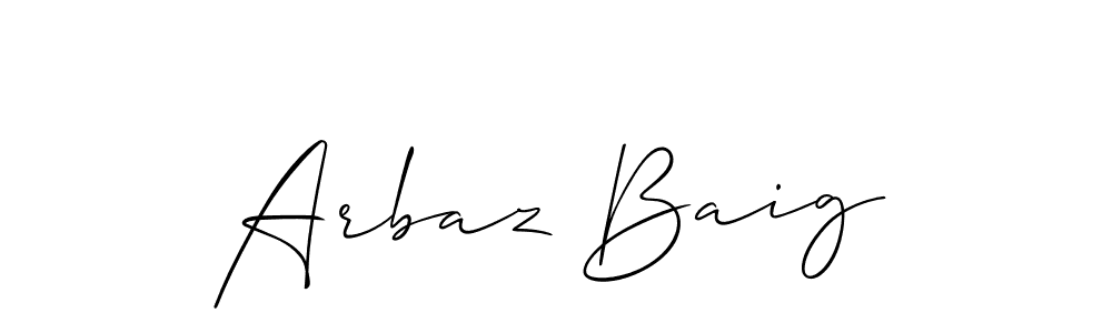 Use a signature maker to create a handwritten signature online. With this signature software, you can design (Allison_Script) your own signature for name Arbaz Baig. Arbaz Baig signature style 2 images and pictures png