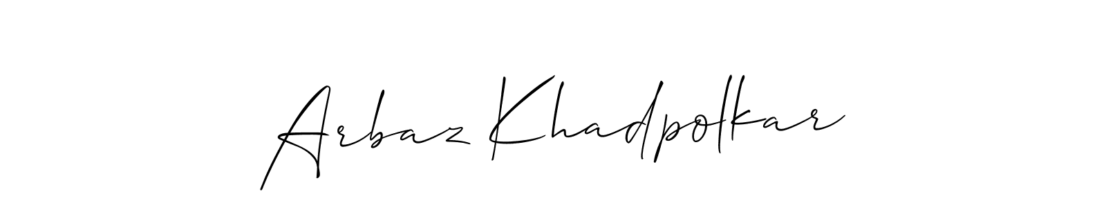 You should practise on your own different ways (Allison_Script) to write your name (Arbaz Khadpolkar) in signature. don't let someone else do it for you. Arbaz Khadpolkar signature style 2 images and pictures png