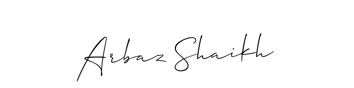 Create a beautiful signature design for name Arbaz Shaikh. With this signature (Allison_Script) fonts, you can make a handwritten signature for free. Arbaz Shaikh signature style 2 images and pictures png