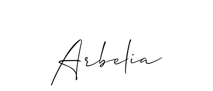Use a signature maker to create a handwritten signature online. With this signature software, you can design (Allison_Script) your own signature for name Arbelia. Arbelia signature style 2 images and pictures png