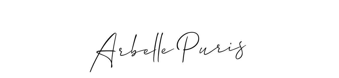 if you are searching for the best signature style for your name Arbelle Puris. so please give up your signature search. here we have designed multiple signature styles  using Allison_Script. Arbelle Puris signature style 2 images and pictures png