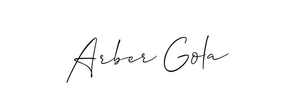 Create a beautiful signature design for name Arber Gola. With this signature (Allison_Script) fonts, you can make a handwritten signature for free. Arber Gola signature style 2 images and pictures png