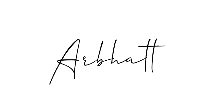 Allison_Script is a professional signature style that is perfect for those who want to add a touch of class to their signature. It is also a great choice for those who want to make their signature more unique. Get Arbhatt name to fancy signature for free. Arbhatt signature style 2 images and pictures png