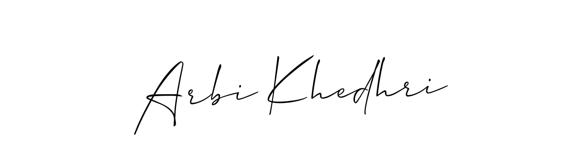 Design your own signature with our free online signature maker. With this signature software, you can create a handwritten (Allison_Script) signature for name Arbi Khedhri. Arbi Khedhri signature style 2 images and pictures png