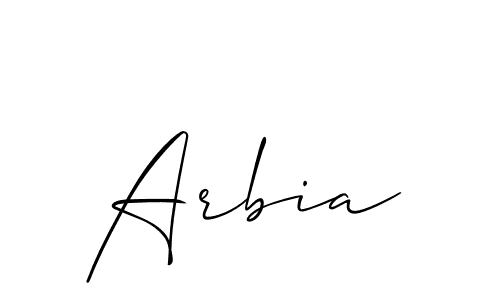 Design your own signature with our free online signature maker. With this signature software, you can create a handwritten (Allison_Script) signature for name Arbia. Arbia signature style 2 images and pictures png