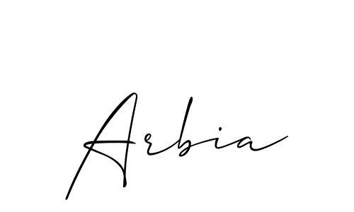 Design your own signature with our free online signature maker. With this signature software, you can create a handwritten (Allison_Script) signature for name Arbia. Arbia signature style 2 images and pictures png