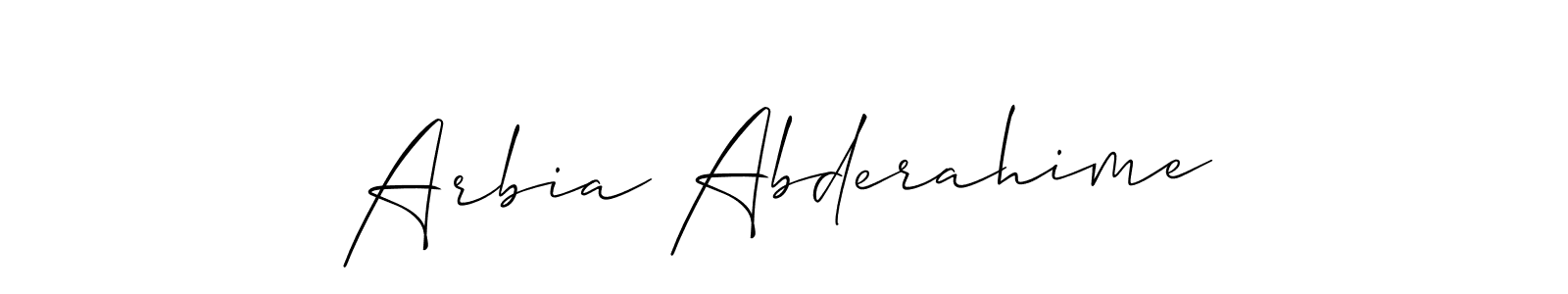 Make a beautiful signature design for name Arbia Abderahime. With this signature (Allison_Script) style, you can create a handwritten signature for free. Arbia Abderahime signature style 2 images and pictures png