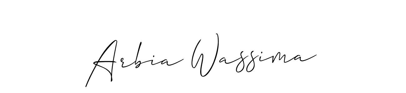 if you are searching for the best signature style for your name Arbia Wassima. so please give up your signature search. here we have designed multiple signature styles  using Allison_Script. Arbia Wassima signature style 2 images and pictures png