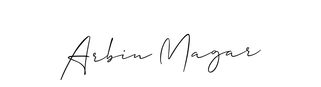 Create a beautiful signature design for name Arbin Magar. With this signature (Allison_Script) fonts, you can make a handwritten signature for free. Arbin Magar signature style 2 images and pictures png