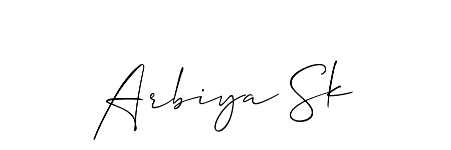 Make a beautiful signature design for name Arbiya Sk. With this signature (Allison_Script) style, you can create a handwritten signature for free. Arbiya Sk signature style 2 images and pictures png