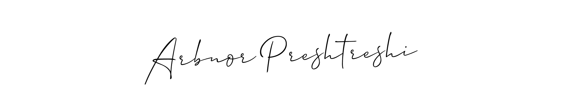 The best way (Allison_Script) to make a short signature is to pick only two or three words in your name. The name Arbnor Preshtreshi include a total of six letters. For converting this name. Arbnor Preshtreshi signature style 2 images and pictures png