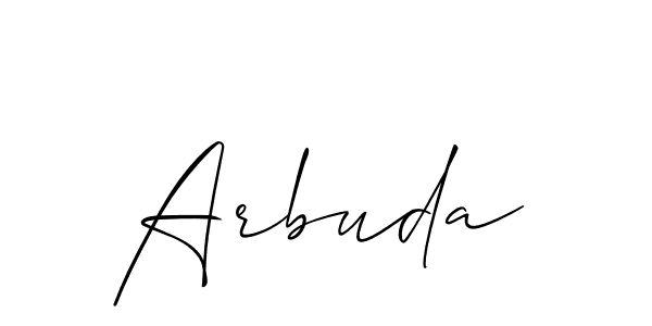 Also we have Arbuda name is the best signature style. Create professional handwritten signature collection using Allison_Script autograph style. Arbuda signature style 2 images and pictures png