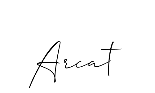 Use a signature maker to create a handwritten signature online. With this signature software, you can design (Allison_Script) your own signature for name Arcat. Arcat signature style 2 images and pictures png