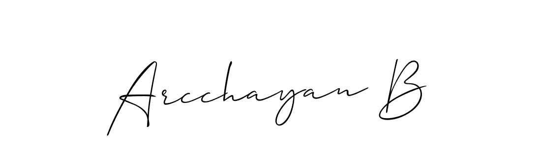 The best way (Allison_Script) to make a short signature is to pick only two or three words in your name. The name Arcchayan B include a total of six letters. For converting this name. Arcchayan B signature style 2 images and pictures png