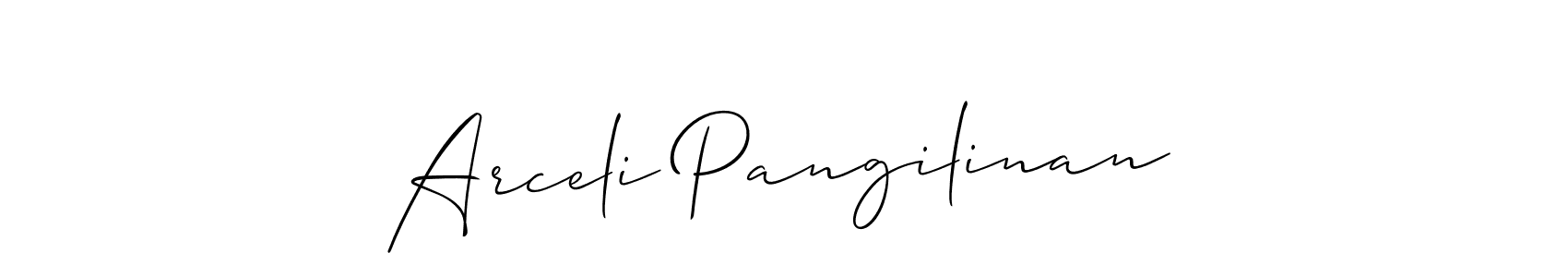 Make a beautiful signature design for name Arceli Pangilinan. With this signature (Allison_Script) style, you can create a handwritten signature for free. Arceli Pangilinan signature style 2 images and pictures png