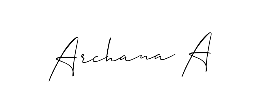 You should practise on your own different ways (Allison_Script) to write your name (Archana A) in signature. don't let someone else do it for you. Archana A signature style 2 images and pictures png