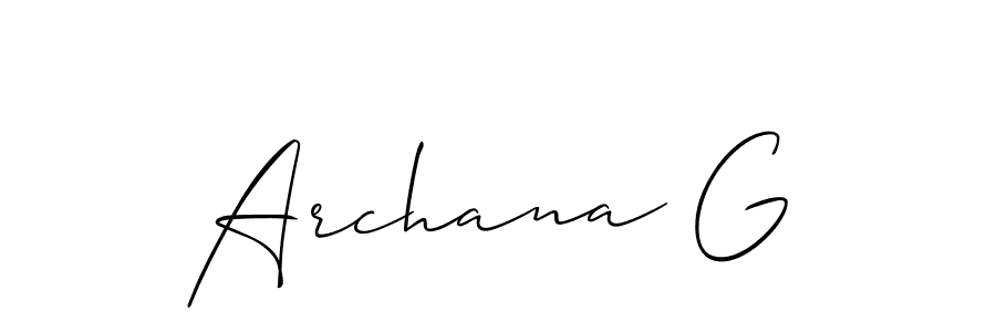 Create a beautiful signature design for name Archana G. With this signature (Allison_Script) fonts, you can make a handwritten signature for free. Archana G signature style 2 images and pictures png