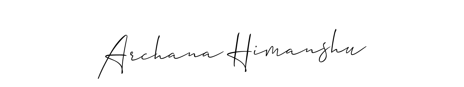 The best way (Allison_Script) to make a short signature is to pick only two or three words in your name. The name Archana Himanshu include a total of six letters. For converting this name. Archana Himanshu signature style 2 images and pictures png