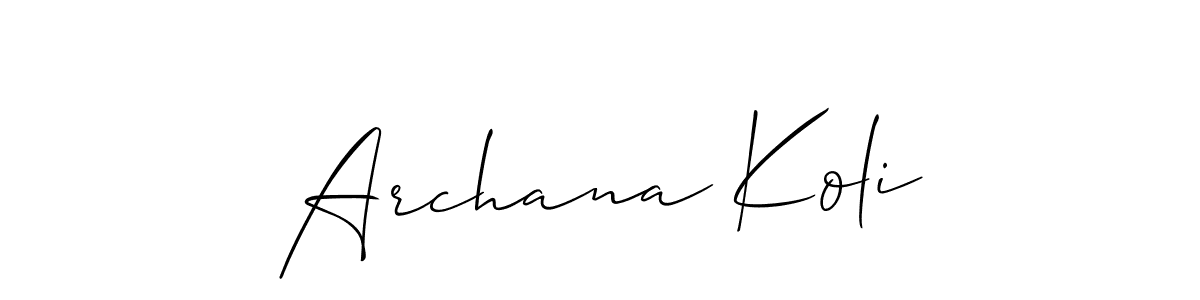 if you are searching for the best signature style for your name Archana Koli. so please give up your signature search. here we have designed multiple signature styles  using Allison_Script. Archana Koli signature style 2 images and pictures png