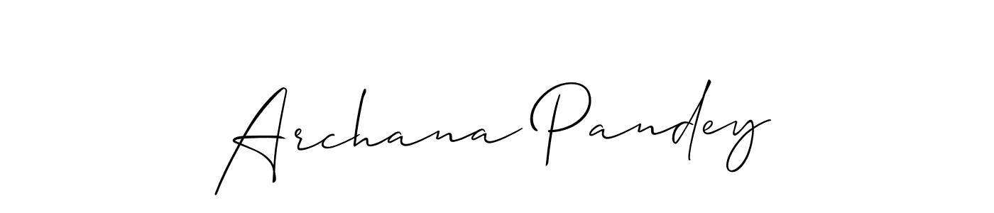 Allison_Script is a professional signature style that is perfect for those who want to add a touch of class to their signature. It is also a great choice for those who want to make their signature more unique. Get Archana Pandey name to fancy signature for free. Archana Pandey signature style 2 images and pictures png