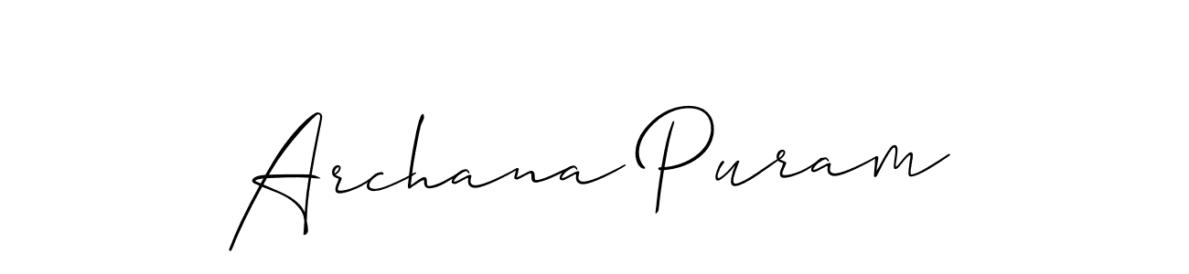 Make a beautiful signature design for name Archana Puram. With this signature (Allison_Script) style, you can create a handwritten signature for free. Archana Puram signature style 2 images and pictures png