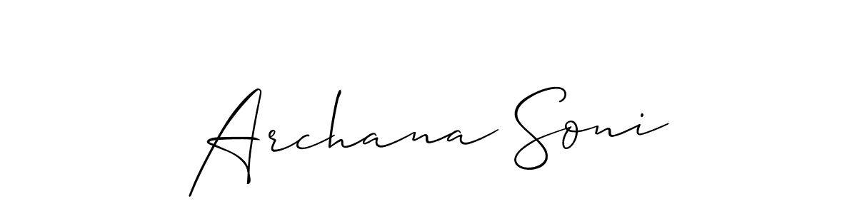 Use a signature maker to create a handwritten signature online. With this signature software, you can design (Allison_Script) your own signature for name Archana Soni. Archana Soni signature style 2 images and pictures png