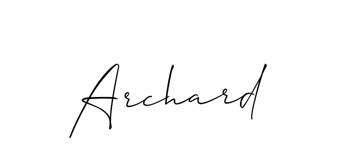 Design your own signature with our free online signature maker. With this signature software, you can create a handwritten (Allison_Script) signature for name Archard. Archard signature style 2 images and pictures png