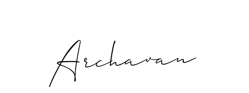 Use a signature maker to create a handwritten signature online. With this signature software, you can design (Allison_Script) your own signature for name Archavan. Archavan signature style 2 images and pictures png
