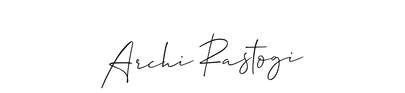 Allison_Script is a professional signature style that is perfect for those who want to add a touch of class to their signature. It is also a great choice for those who want to make their signature more unique. Get Archi Rastogi name to fancy signature for free. Archi Rastogi signature style 2 images and pictures png
