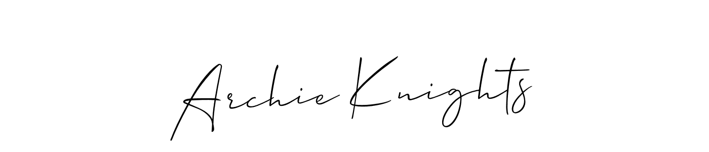 The best way (Allison_Script) to make a short signature is to pick only two or three words in your name. The name Archie Knights include a total of six letters. For converting this name. Archie Knights signature style 2 images and pictures png