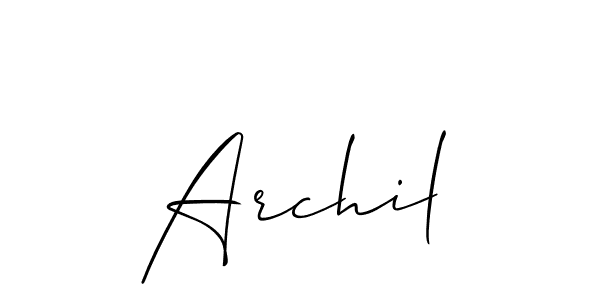 Design your own signature with our free online signature maker. With this signature software, you can create a handwritten (Allison_Script) signature for name Archil. Archil signature style 2 images and pictures png
