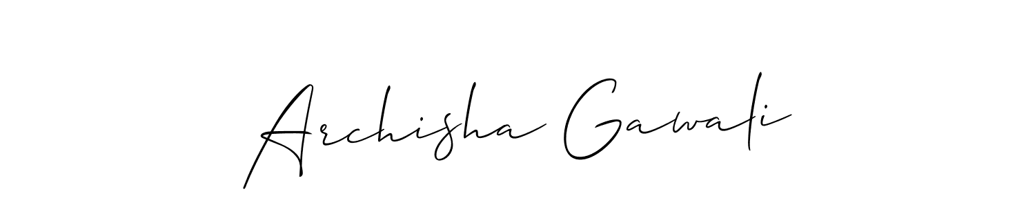 if you are searching for the best signature style for your name Archisha Gawali. so please give up your signature search. here we have designed multiple signature styles  using Allison_Script. Archisha Gawali signature style 2 images and pictures png